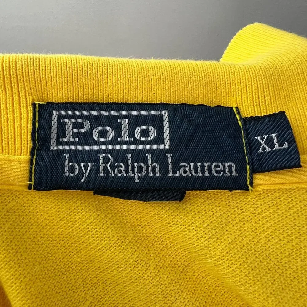 Polo Ralph Lauren Yellow Men's Polo Shirt Cotton Collared Short Sleeve Size XL